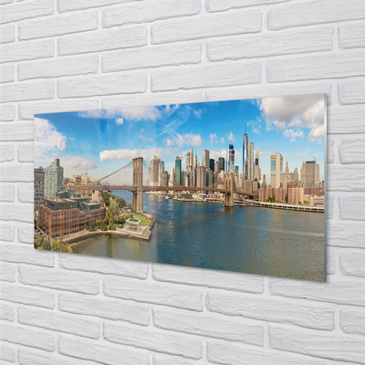 Acrylic print Bridge panorama of skyscrapers