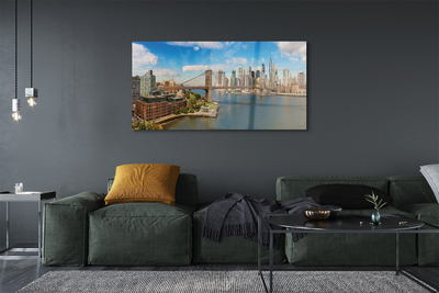 Acrylic print Bridge panorama of skyscrapers