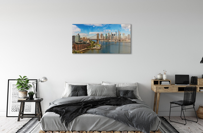 Acrylic print Bridge panorama of skyscrapers