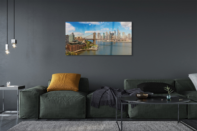 Acrylic print Bridge panorama of skyscrapers