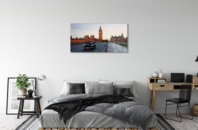 Acrylic print Cars from the road of the city sky