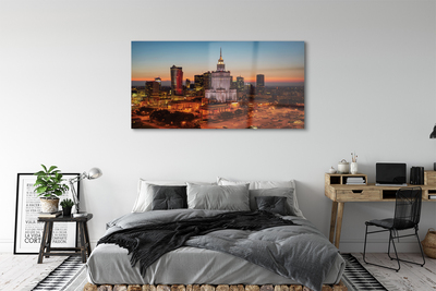 Acrylic print Night view of the skyscrapers of warsaw