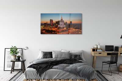 Acrylic print Night view of the skyscrapers of warsaw
