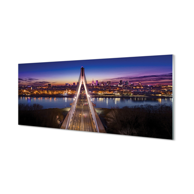Acrylic print Bridge panoramic river warsaw