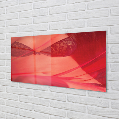 Acrylic print Woman in red tulle