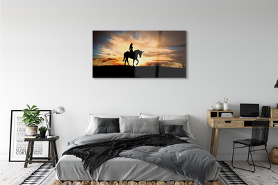 Acrylic print Woman on unicorn sunset sun