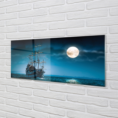 Acrylic print Moon sea ship town