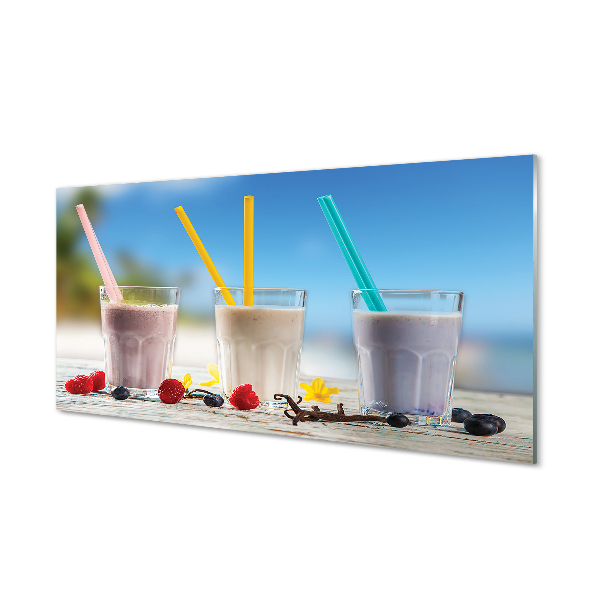 Acrylic print Glass straws with colored cocktail