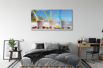 Acrylic print Glass straws with colored cocktail