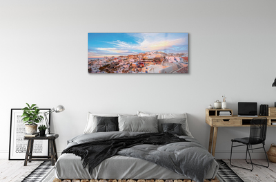 Acrylic print Greece panoramic sunset city sun
