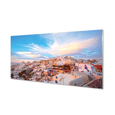 Acrylic print Greece panoramic sunset city sun