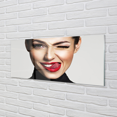 Acrylic print Red female lips