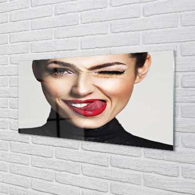 Acrylic print Red female lips