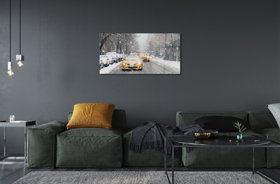 Acrylic print Town car snow winter