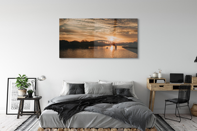 Acrylic print Sunset river bridge krakow