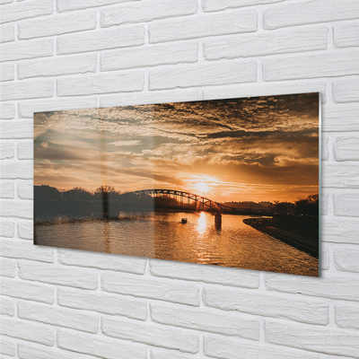 Acrylic print Sunset river bridge krakow