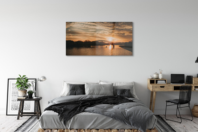Acrylic print Sunset river bridge krakow