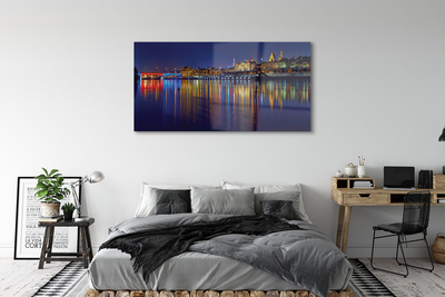 Acrylic print Warsaw night river bridge