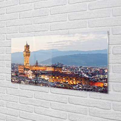 Acrylic print Panorama sunset castle italy