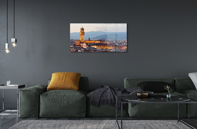 Acrylic print Panorama sunset castle italy