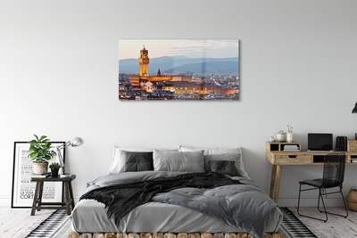 Acrylic print Panorama sunset castle italy