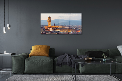 Acrylic print Panorama sunset castle italy