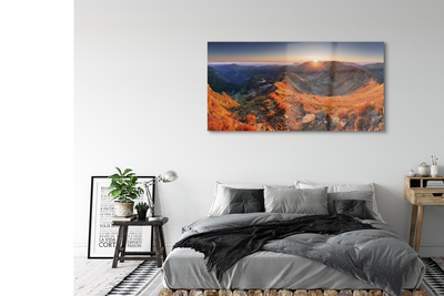 Acrylic print Sunset mountain sun
