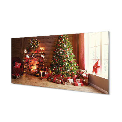 Acrylic print Gifts christmas lights fireplace