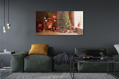 Acrylic print Gifts christmas lights fireplace