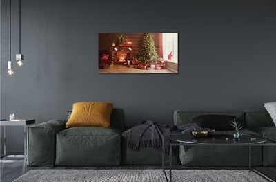 Acrylic print Gifts christmas lights fireplace