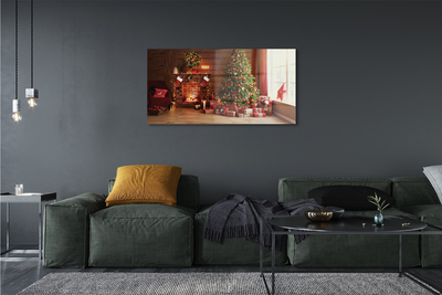 Acrylic print Gifts christmas lights fireplace