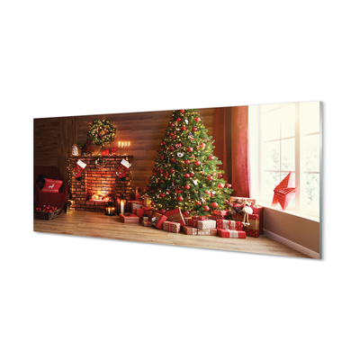 Acrylic print Gifts christmas lights fireplace