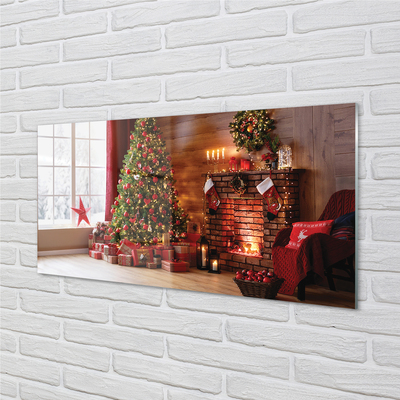 Acrylic print Fireplace decoration gifts christmas tree