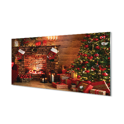 Acrylic print Fireplace decoration gifts christmas tree