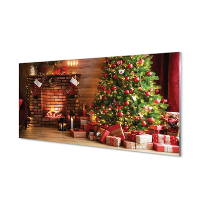 Acrylic print Gifts christmas lights fireplace