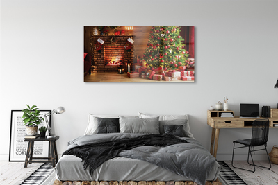 Acrylic print Gifts christmas lights fireplace