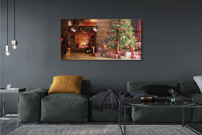 Acrylic print Gifts christmas lights fireplace