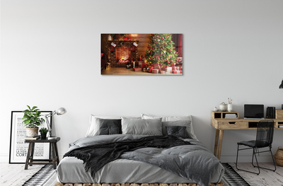 Acrylic print Gifts christmas lights fireplace