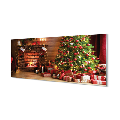 Acrylic print Gifts christmas lights fireplace