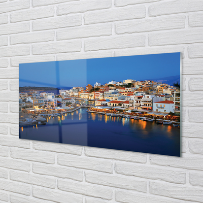 Acrylic print Greece coastal city at night