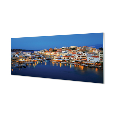 Acrylic print Greece coastal city at night