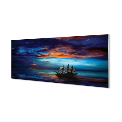 Acrylic print Clouds night sea ship