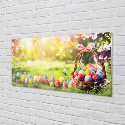 Acrylic print Basket egg flower meadow