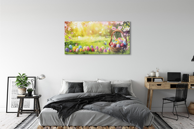 Acrylic print Basket egg flower meadow