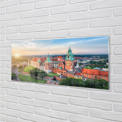 Acrylic print Krakow castle sunrise panorama