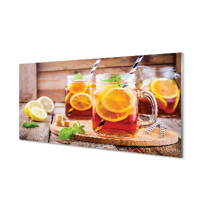 Acrylic print Tea cold citrus straws