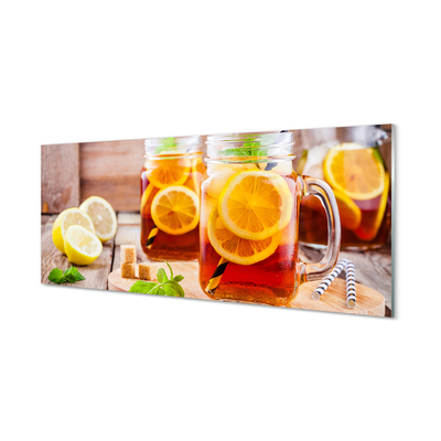 Acrylic print Tea cold citrus straws