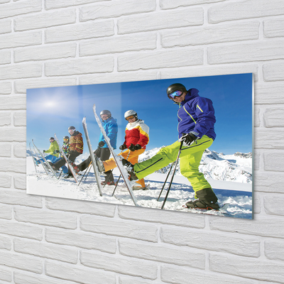 Acrylic print Skiers winter in the mountains