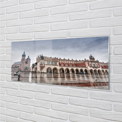 Acrylic print Krakow rain church fabric