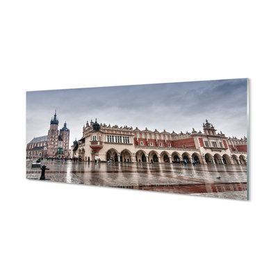 Acrylic print Krakow rain church fabric